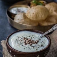 Shrikhand served in a wooden bowl