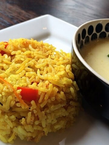 Veg pulao served with kadhi