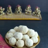 Rava laddoo served on a metal plate