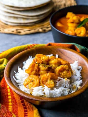 Prawn gassi served over rice