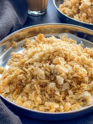 Bajil Bella Tarai served in a steel plate