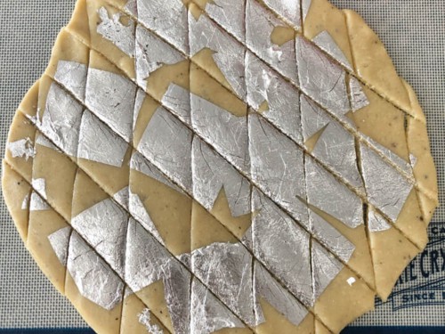 Cashew burfi cut into diamond shape