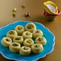 Milk Peda served in a blue plate