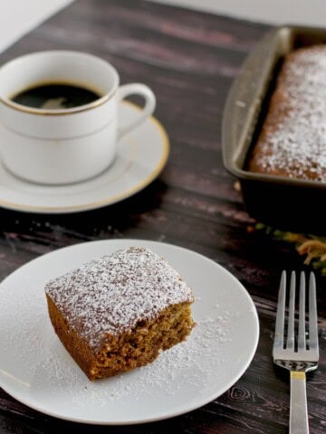 Date cake - a cake made from luscious dates that is so easy to make that soon this will be your go-to recipe. What is nice that you can make this in your blender as well!