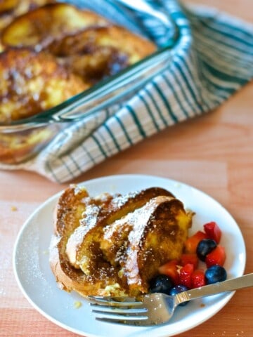 Baked French Toast is an easy to make breakfast that can be planned a day ahead.