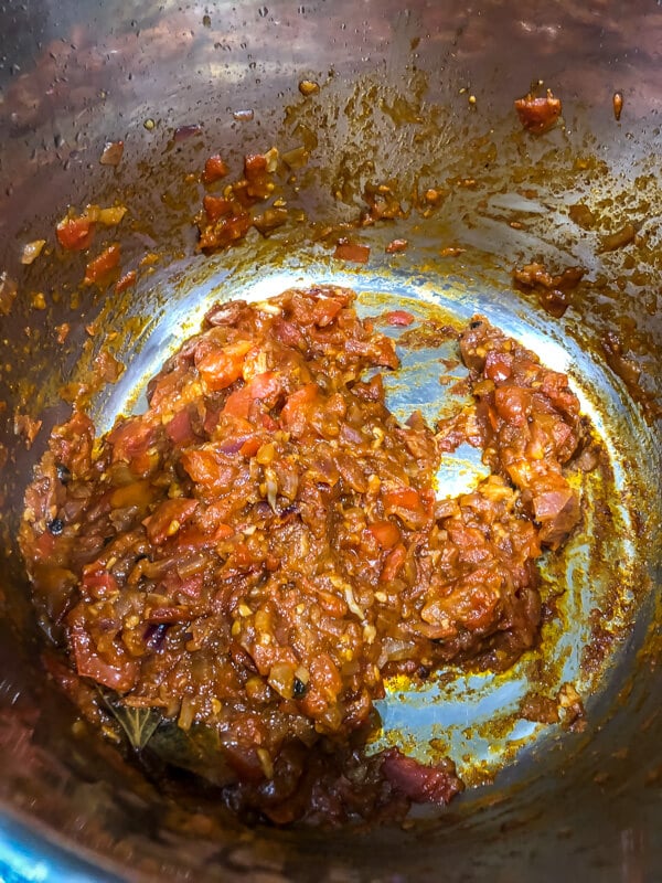 onions and tomato gravy cooked through till it is soft and mushy