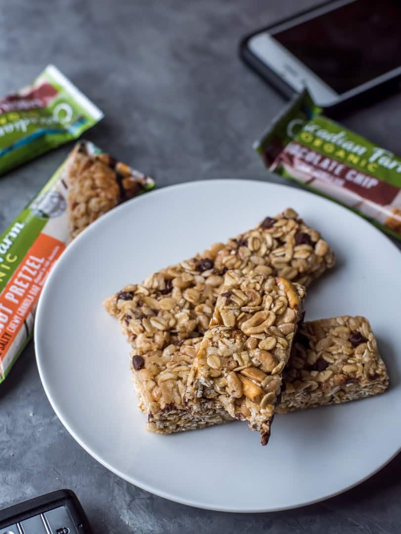 Easy snack ideas - Cascadian Farms Organic Granola bars served in a white plate