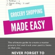 A notebook page with caption grocery shopping  made easy