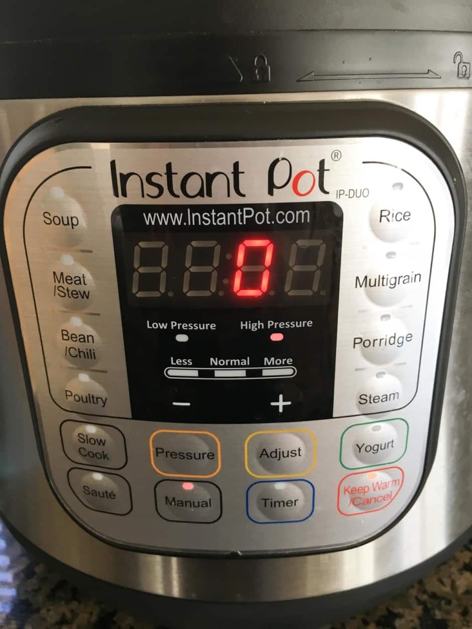 Instant Pot with 0 minutes set