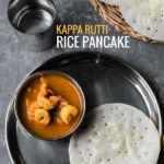 Rice pancake served with shrimp curry