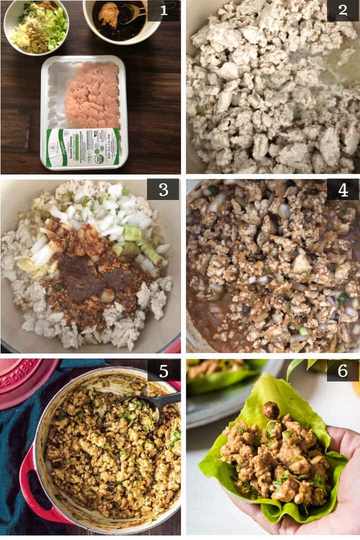 Chicken lettuce wraps - step by step