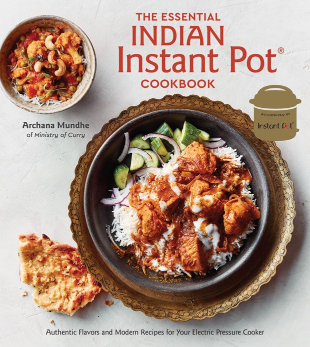 Cover image of Indian Instant Pot Cookbook. Shows a picture of chicken korma served with rice.