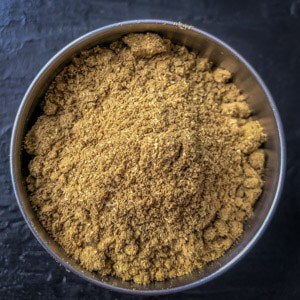 Coriander Powder in a steel bowl