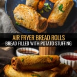 A collage of two images showing Air fryer bread rolls.