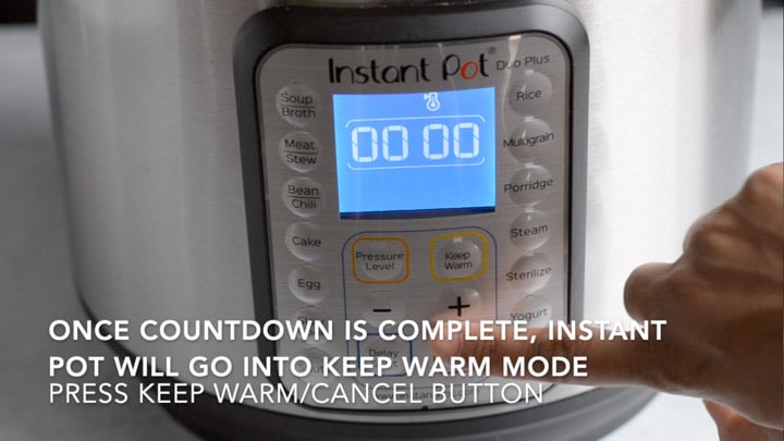 Warm / cancel button is being pressed