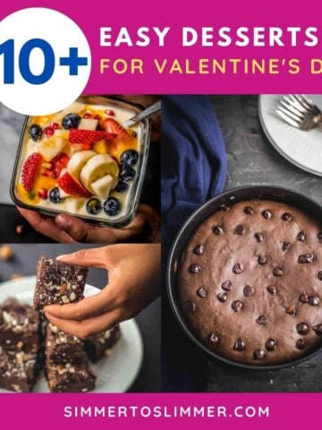 A collage of dessert images with a caption quick and easy Valentine's day desserts