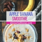 A collage of images showing the ingredients as well as the smoothie