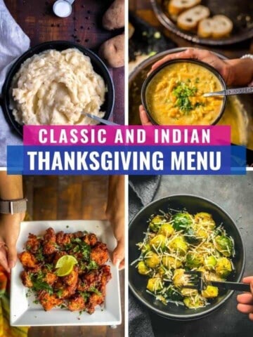 A collage of images which reads Classic and Indian Thanksgiving menu