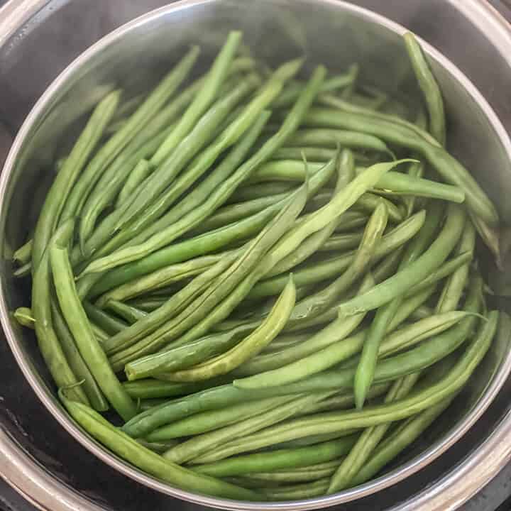 Green beans after steaming in the instant pot.