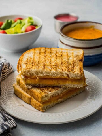 grilled cheese on a white plate