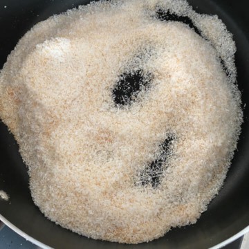 Desiccated coconut cooked till golden brown