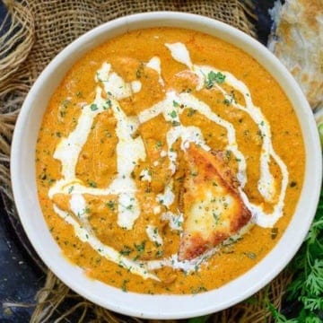 Paneer pasanda served in a white bowl