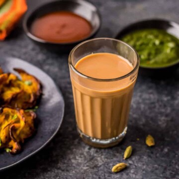 A small glass of masala chai.