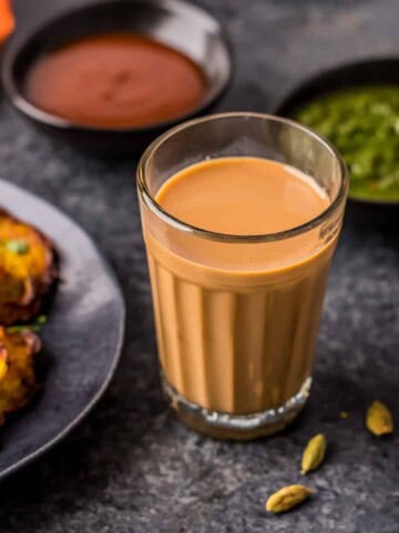 A small glass of masala chai.