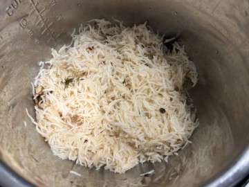 Rice that has been fluffed with a fork.