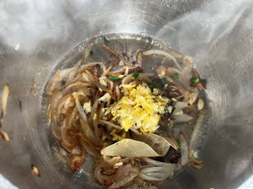 Sauteed aromatics in the pressure cooker.